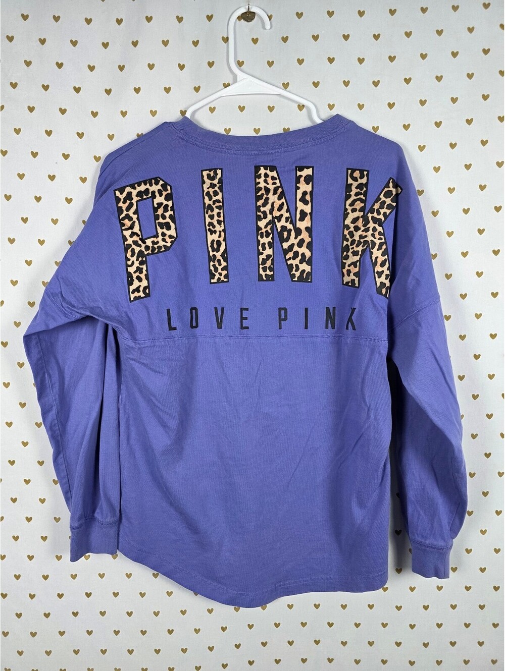 Victorias Secret PINK Leopard Cheetah Campus Oversized Logo Tee shirt Long XS